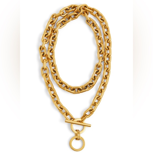 NWOT! Oma The Label | Hygge Toggle Double Chain Necklace, 18k gold-plated brass - Picture 1 of 10
